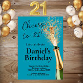 Einladung von Männern Aquamarin Black 21. Geburtst