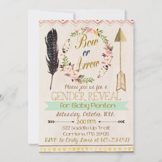 Einladung von Männern, Frauen oder Pfeile, Stammes (Vorderseite)