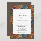 Einladung von Marine & Rust Boho Floral, Braun Hoc (Vorne/Hinten)