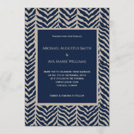 Einladung von Marine & Taupe Herringbone zur Hochz