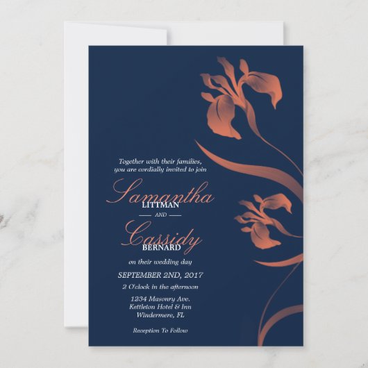 Einladung von Marine und Coral Iris zur Hochzeit (Vorderseite)