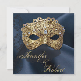 Einladung von Marine und Gold Masquerade Hochzeit