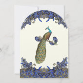 Einladung von Marine und Gold Paisley Peacock Hoch (Rückseite)