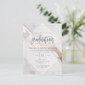 EINLADUNG VON MARMOR UND ROSE GOLD ABSCHLUSS POSTKARTE (Stehend Vorderseite)