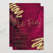 Einladung von Maroon Red and Gold zum Geburtstag (Vorne/Hinten)