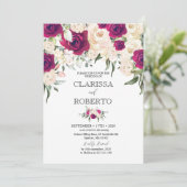 Einladung von Marsala und White Floral Wedding (Stehend Vorderseite)