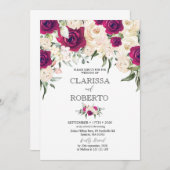 Einladung von Marsala und White Floral Wedding (Vorne/Hinten)