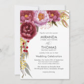 Einladung von Marsala Watercolor Floral Wedding (Vorderseite)