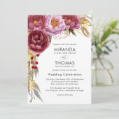 Einladung von Marsala Watercolor Floral Wedding (Stehend Vorderseite)