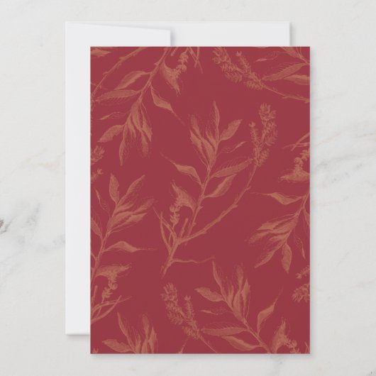Einladung von Marsala Watercolor Floral Wedding (Rückseite)