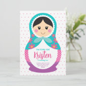 Einladung von Matryoshka, Geburtstag der russische (Stehend Vorderseite)