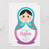 Einladung von Matryoshka, Geburtstag der russische (Vorne/Hinten)