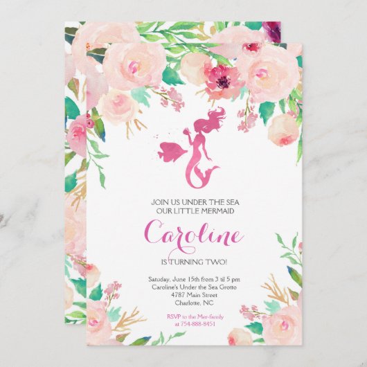 Einladung von Meerjungfrau (Vorne/Hinten)