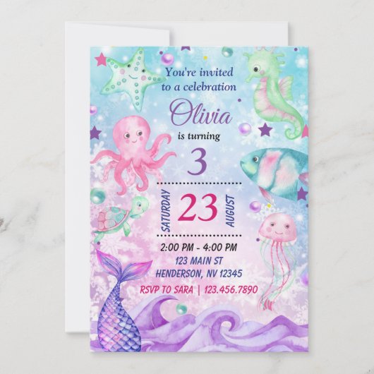 Einladung von Meerjungfrau (Vorderseite)