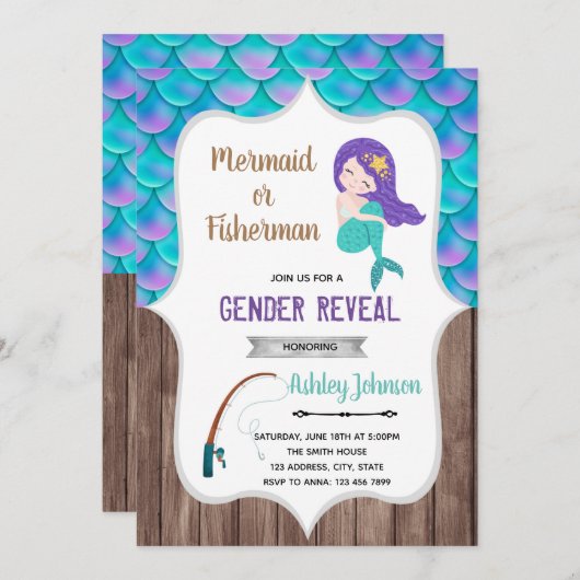 Einladung von Meerjungfrau und Fischer (Vorne/Hinten)