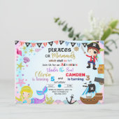 Einladung von Meerjungfrau und Piraten. (Stehend Vorderseite)