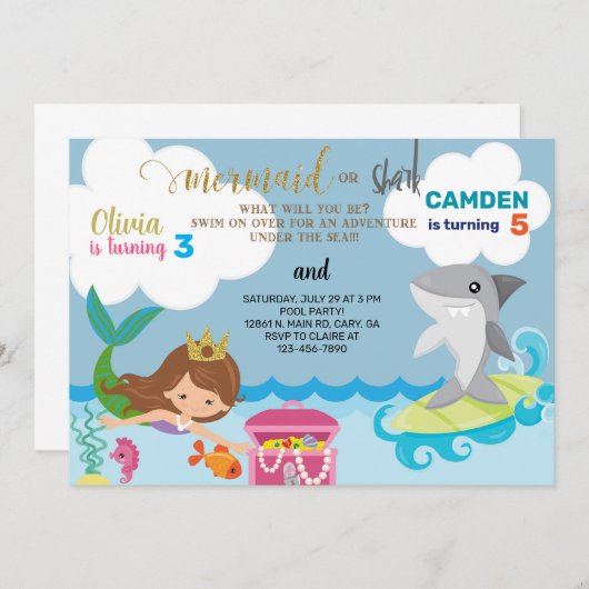 Einladung von Meerjungfrauen und Haifischern (Vorne/Hinten)