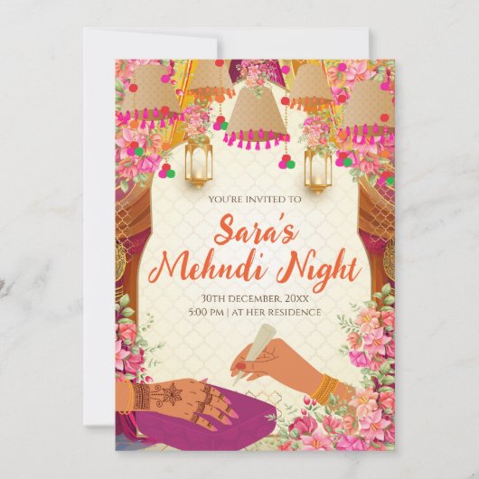 Einladung von Mehndi & Digital Mehendi (Vorderseite)