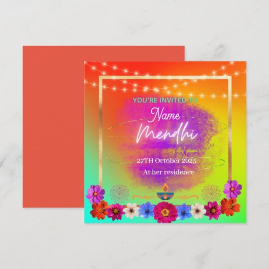 Einladung von Mendhi (Vorne/Hinten)