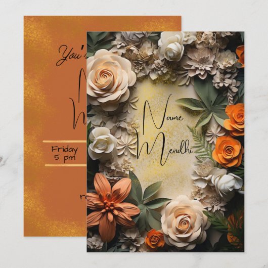 Einladung von Mendhi (Vorne/Hinten)