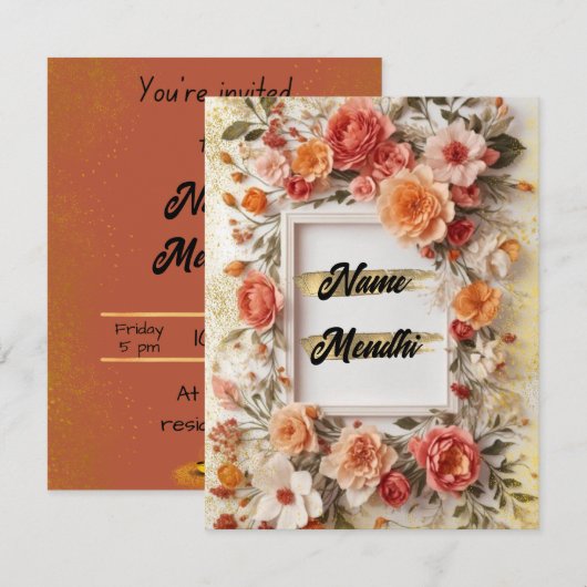 Einladung von Mendhi (Vorne/Hinten)