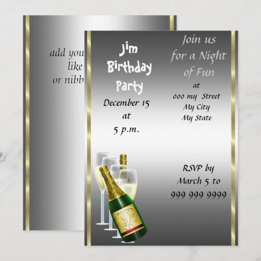 Einladung von Mens Siver Geburtstagsparty (Vorne/Hinten)