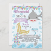 Einladung von Mermaid Shark Birthday Party (Vorderseite)