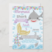 Einladung von Mermaid Shark Birthday Party (Vorderseite)
