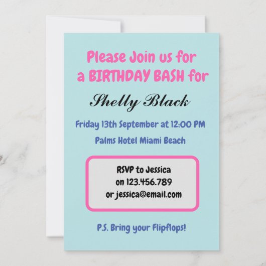 Einladung von Miami Beach (Rückseite)