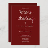 Einladung von Micro Wedding Burgundy Typografie (Vorne/Hinten)