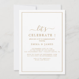 Einladung von Minimalistischem Gold "Let's Celebra
