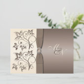 Einladung von Mocha und Ivory Floral Monogram (Stehend Vorderseite)