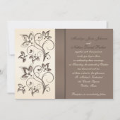 Einladung von Mocha und Ivory Floral Monogram (Rückseite)