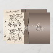Einladung von Mocha und Ivory Floral Monogram (Vorne/Hinten)