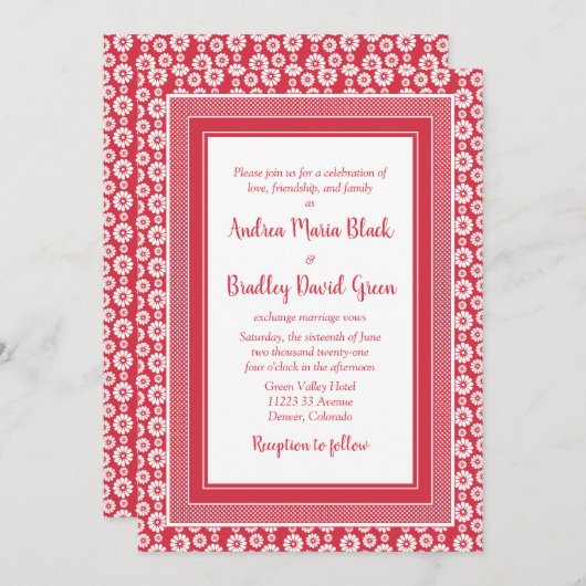 Einladung von Mohnblumen und Rot (Vorne/Hinten)