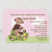 Einladung von Monkey Girls Sisters Baby Shower (Vorne/Hinten)