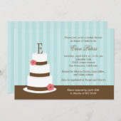 Einladung von Monogram Cake Bridal Dusche - Blau (Vorne/Hinten)