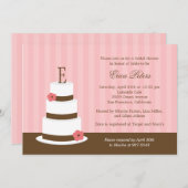 Einladung von Monogram Cake Bridal Dusche - Rosa (Vorne/Hinten)