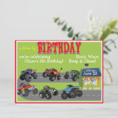 Einladung von Monster Truck By Birthday Parade (Stehend Vorderseite)