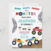 Einladung von Monster Truck Racing Car Kindergebur (Vorderseite)