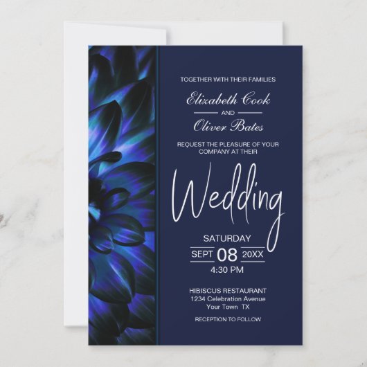 Einladung von Moody Blue Floral Wedding (Vorderseite)