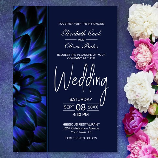 Einladung von Moody Blue Floral Wedding