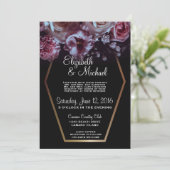 Einladung von Moody Floral & Black Wedding (Stehend Vorderseite)