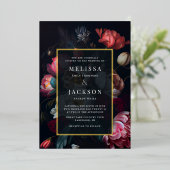 Einladung von Moody Peony Floral Wedding (Stehend vorne)