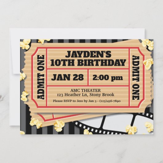 Einladung von Movie Popcorn (Vorderseite)