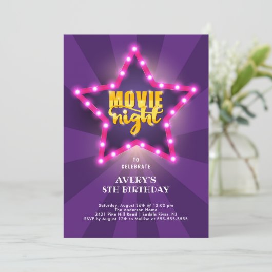 Einladung von Movie Star Birthday (Stehend Vorderseite)