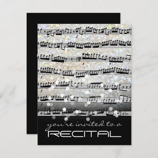 Einladung von Musiknoten in Schwarz-Weiß-Erwägung (Vorne/Hinten)