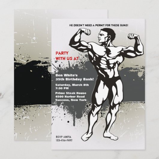 Einladung von Muskel Man (Vorne/Hinten)