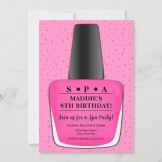 Einladung von Nail Polish Geburtstag - Pink Nail P
