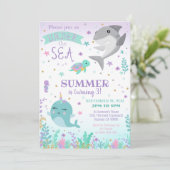 Einladung von Narwhal - Einladung von Haifisch und (Stehend Vorderseite)